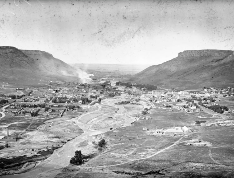 A black and white image of Golden, Colorado in the 1910s.