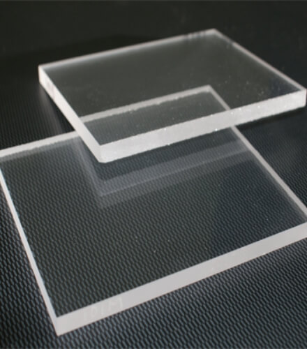 Two pieces of transparent ceramic materials.
